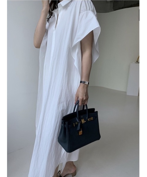 ワンピース シャツワンピース 大人シルエット ロング丈 ゆったりシルエット リラックス 半端袖シャツワンピース Zozotown Paypayモール店 通販 Paypayモール