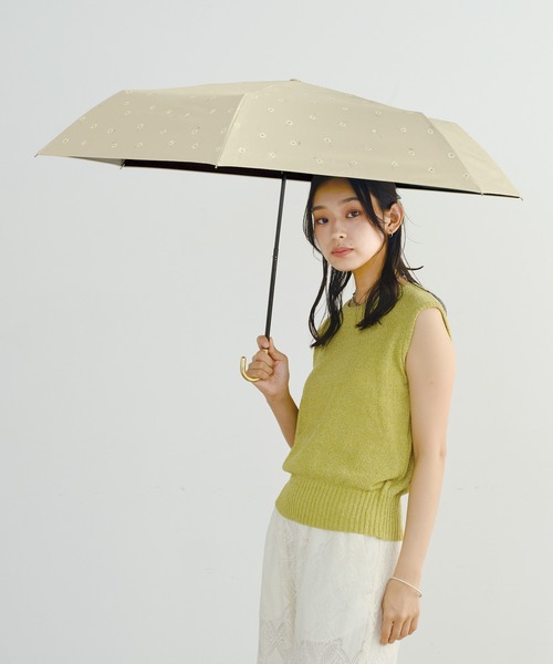 Wpc. 日傘 完全遮光 折りたたみ傘 折り畳み 晴雨兼用 遮光ゴールド