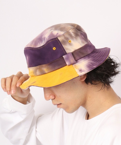 エスニック　タイダイ染めバケットハット 帽子 個性派つば広い　新品　タイ製 Fab 帽子 ハット タイダイバケットハット メンズ レディース