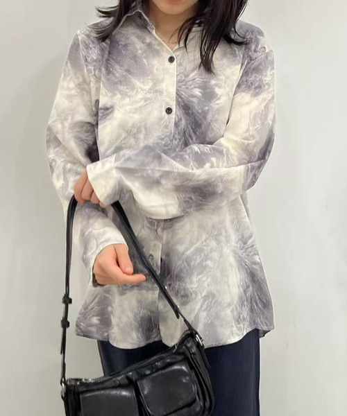 ブラウス シャツ ニュアンス柄タックブラウス レディース ブラウス シャツ ニュアンス柄シャツ レディース : ZOZOTOWN