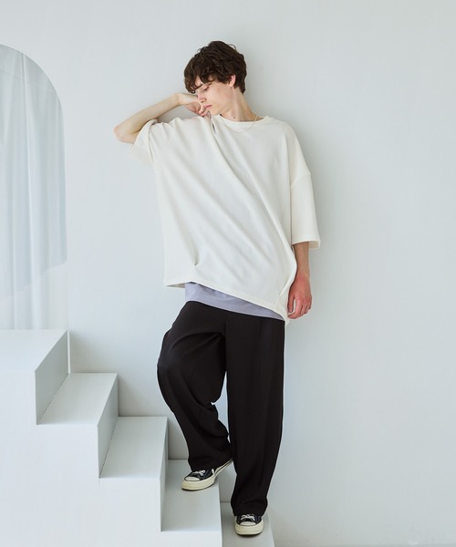 CTHY tシャツ ポンチ＆クールマックスビッグシルエットタック入りT