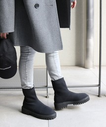 Fin（フィン） ブーツ 厚底ニットブーツ「低反発スポンジ入り