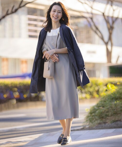 ノーカラーコート コート 「洗える・撥水」マイクロタフタ ノーカラー