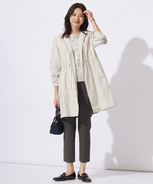 ノーカラーコート コート 「洗える・撥水」マイクロタフタ ノーカラー