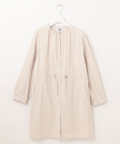 ノーカラーコート コート 「洗える・撥水」マイクロタフタ ノーカラー