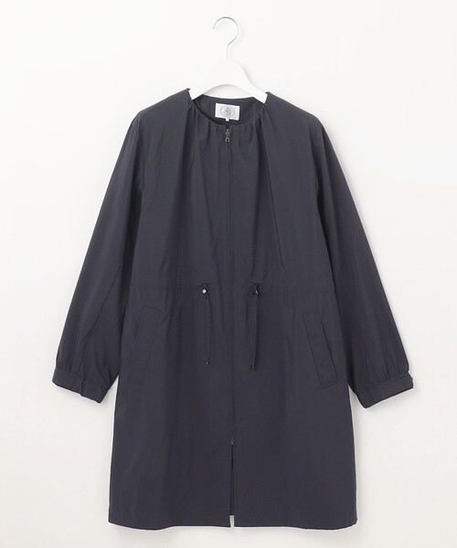 ノーカラーコート コート 「洗える・撥水」マイクロタフタ ノーカラー