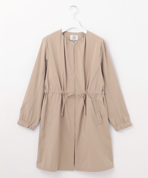 ノーカラーコート コート 「洗える・撥水」マイクロタフタ ノーカラー