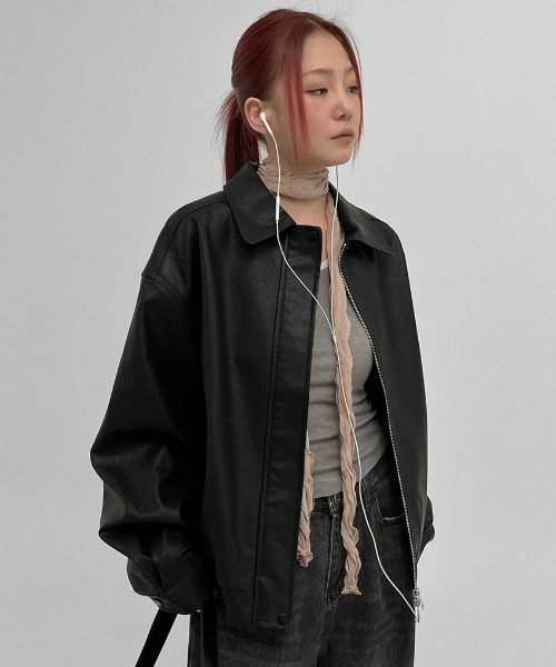 blackupレザージャケット ブラック BLACKUP ブルゾン アウター 「MADE」 キロットレザーライク