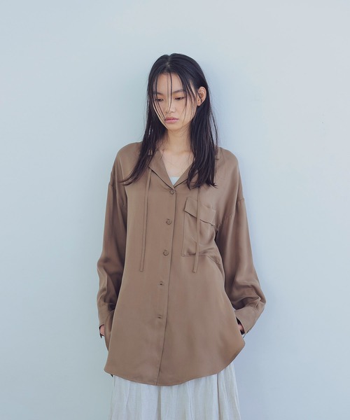 ブラウス シャツ fiible twill open collar shirt(フィブリルツイルオープンカラーシャツ) レディース