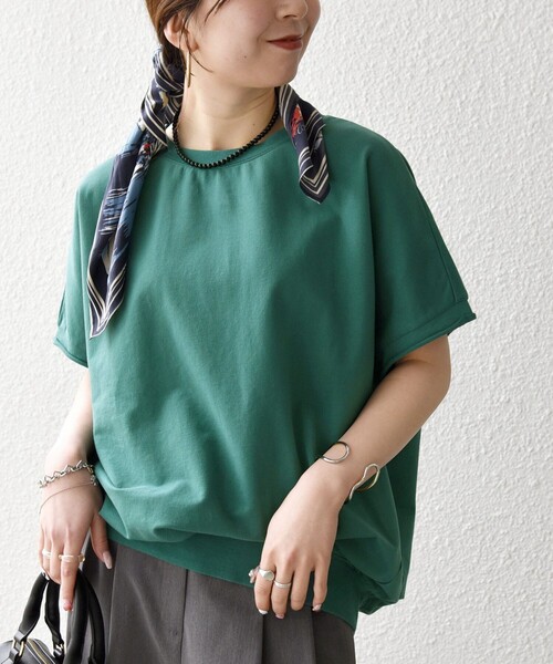 tシャツ SHIPS any:「洗濯機可能」インレイ コクーン ショートスリーブ プルオーバー レディースの画像