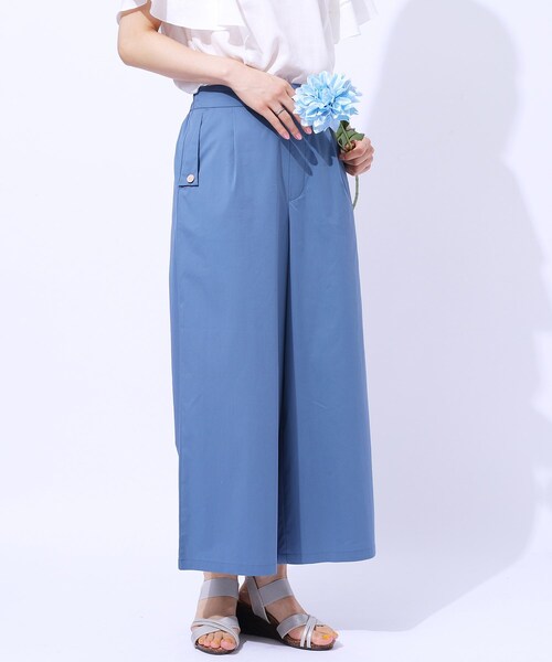 DRESKIP パンツ 「UV/8分丈」低身長さんにも 金ボタンが