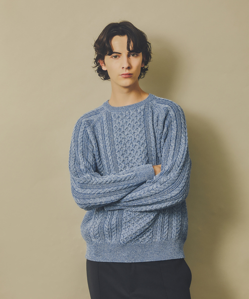 DESIGNWORKS セーター ニット 「アラン柄」ケーブルニット メンズ 