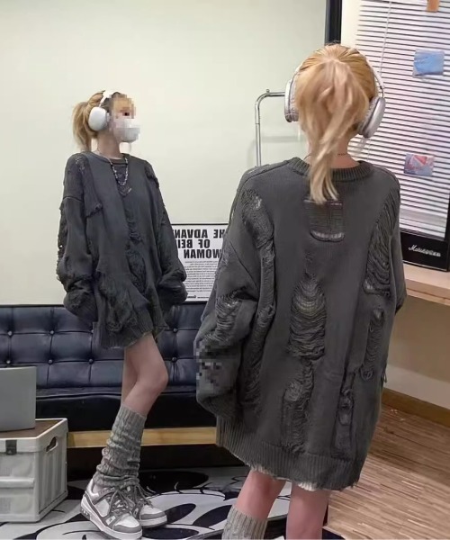 DEVICE（デバイス） ニット セーター 韓国 古着風 リバーシブル