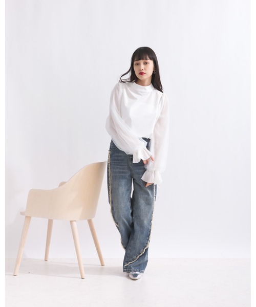 terrace ブラウス シャツ チュールキャンディースリーブブラウス