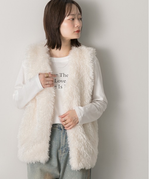 ad thie（アドティエ） ベスト ジレ プードルファー ベスト レディース