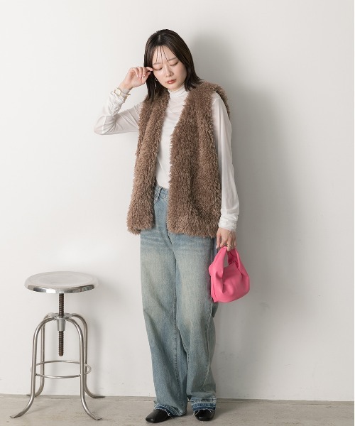 ad thie（アドティエ） ベスト ジレ プードルファー ベスト レディース