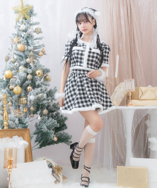 sugar nine チェック サンタクロースコスプレ sugar nine コスプレ ギンガムチェック セットアップフレア