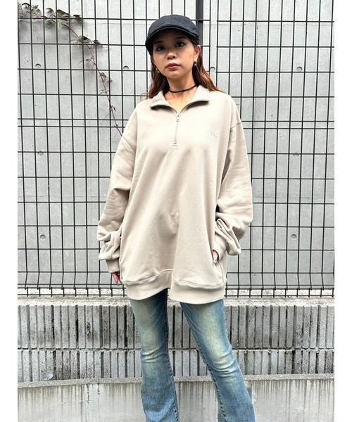 EGOIST（エゴイスト） トレーナー スウェット EGロゴ刺繍ハーフジップ