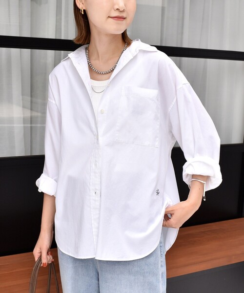 SHIPS（シップス） ブラウス シャツ 「洗濯機可能」ピン オックス 刺繍