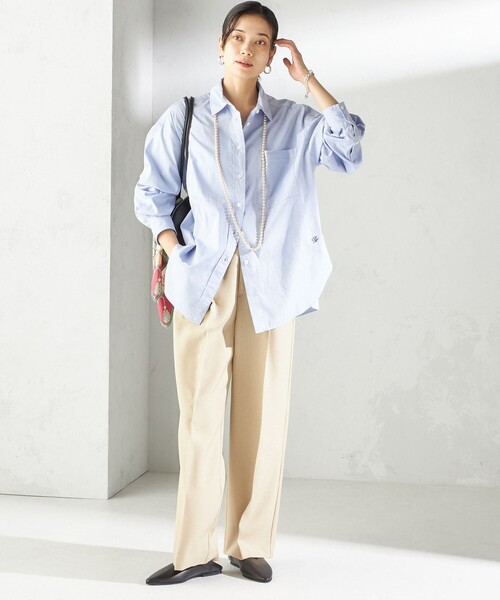 SHIPS（シップス） ブラウス シャツ 「洗濯機可能」ピン オックス 刺繍