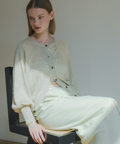 ニット セーター 「WHYTO. / ホワイト」 GLITTER KNIT CARDIGAN レディース WHYTO ニット セーター 「WHYTO. / ホワイト」 GLITTER KNIT