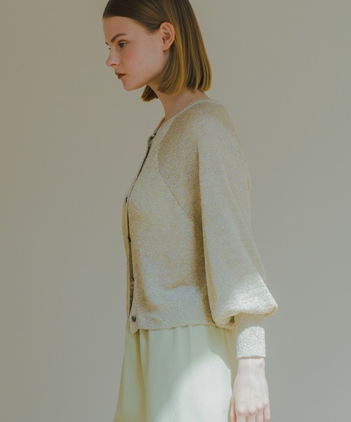 ニット セーター 「WHYTO. / ホワイト」 GLITTER KNIT CARDIGAN レディース WHYTO ニット セーター 「WHYTO. / ホワイト」 GLITTER KNIT
