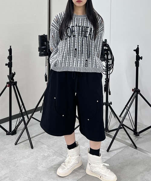 【超ポイント祭?期間限定】 パンツ メンズ レディース ダブルニースウェットハーフパンツ パンツ