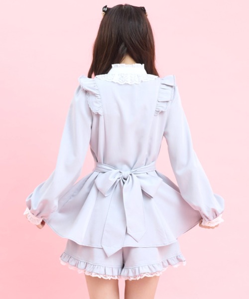 美品メゾピアノ100リボンセットアップピンクTシャツ&フリルスカパンツ2点セット Secret Honey（シークレットハニー） セットアップ アクセサリーリボン