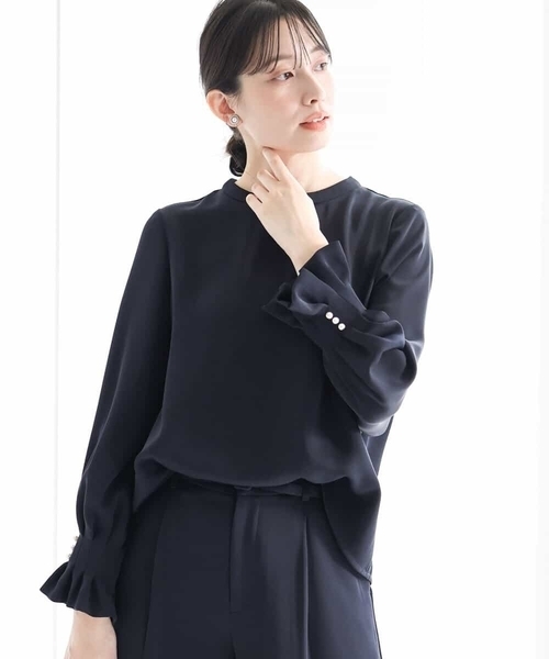 ブラウス シャツ タックフリルデザインスリーブブラウス/撥水加工/洗える レディース