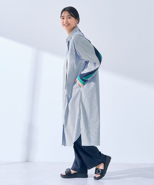 Editt by YECCA VECCA シャツワンピース リブMIXシャツワンピース