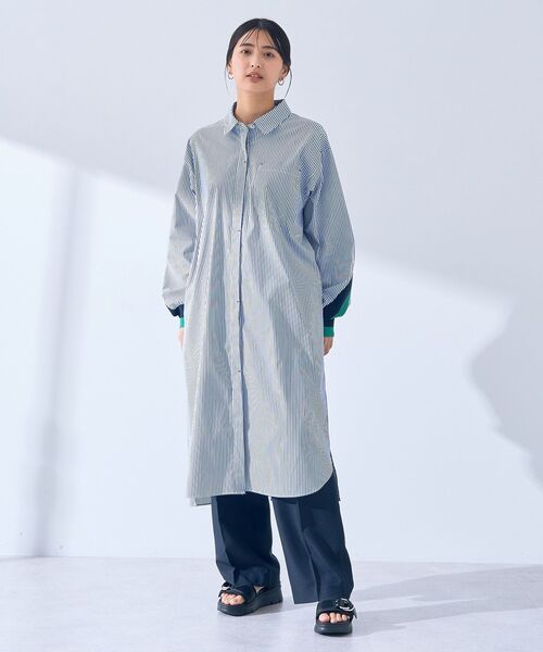 【新品未使用】YAECA ワンピース シャツワンピース Editt by YECCA VECCA シャツワンピース リブMIXシャツワンピース