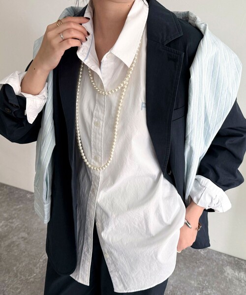 ブラウス シャツ FR刺繍オックスコンパクトシャツ レディース fredy emue ブラウス シャツ FR刺繍オックスコンパクトシャツ