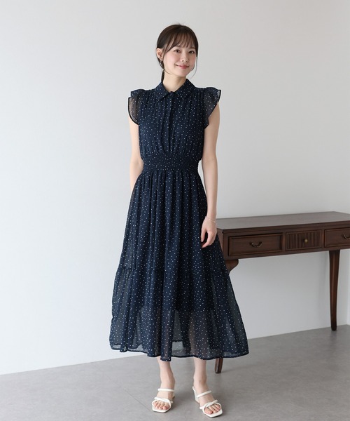 【極美品】シフォンフリルワンピース 極美品】水色 シフォン ワンピース フリル付き ポンポネット 120