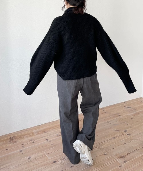 「wee9s」 タートルネックニット FREE オレンジ レディース_画像7