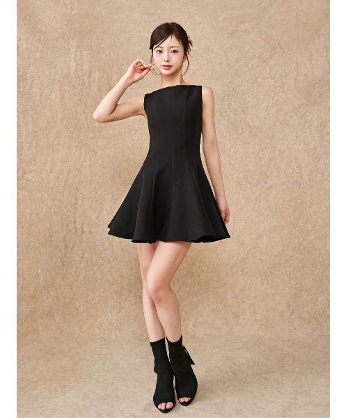 darich スタッズロゴ フレア　ミニワンピース　black freeサイズ ダーリッチ Darich カットフレアミニワンピース （ブラック