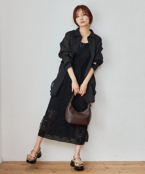 mysty woman ワンピース 「追加1」クロシェロングノースリーブ