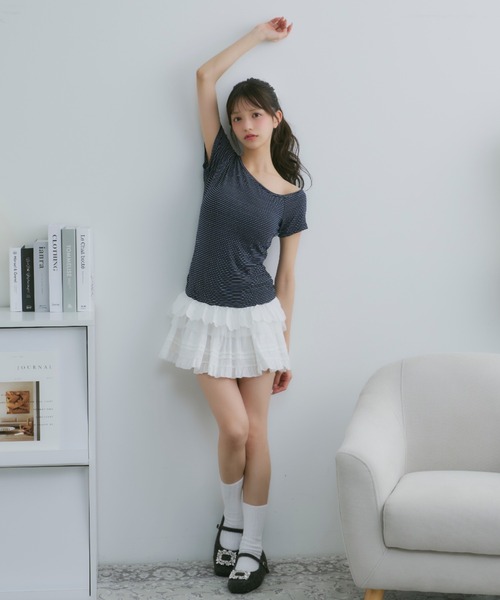 tシャツ フリルレイヤードスウェット レディース TITTY＆CO. tシャツ フリルレイヤードボーダーT レディース