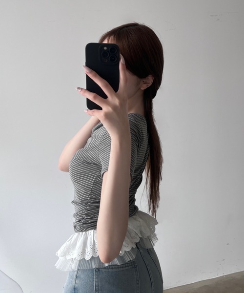tシャツ フリルレイヤードスウェット レディース フリルレイヤードスウェット【10%OFF対象商品】 | 衣料 | axes