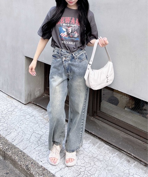 INGNI tシャツ スタッズ付イーグルロゴTシャツ レディース