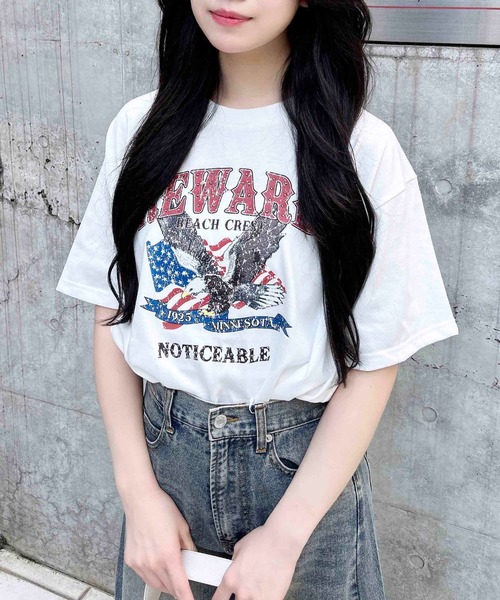 INGNI Tシャツ INGNI tシャツ スタッズ付イーグルロゴTシャツ レディース