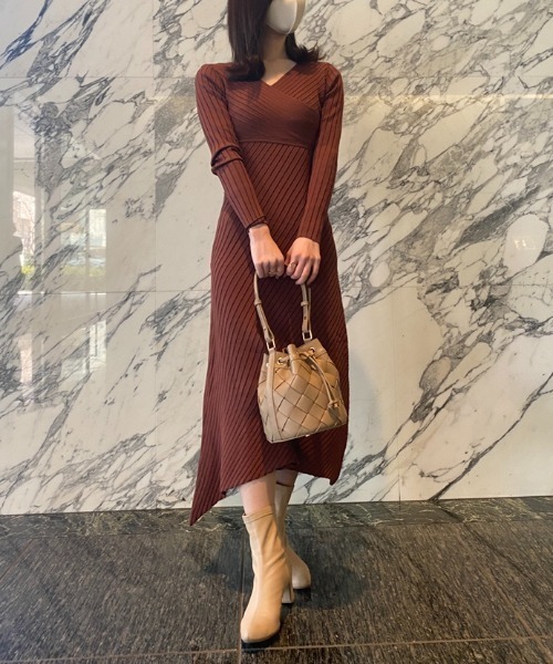 anuans（アニュアンス） ニットワンピース FREE ブラウン レディース