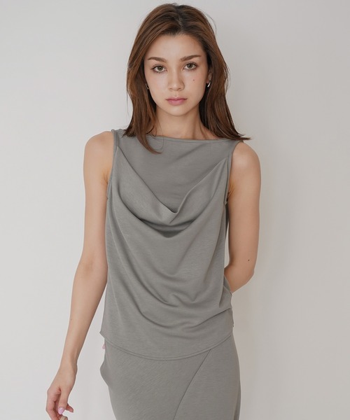 tシャツ ダブルドレープ ストラップネック プルオーバー（セットアップ可） KINO THE KEI レディース KINO THE KEI tシャツ ダブルドレープ ストラップネック プル