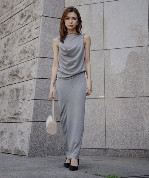 トップス keiman KINO THE KEI tシャツ ダブルドレープ ストラップネック プル