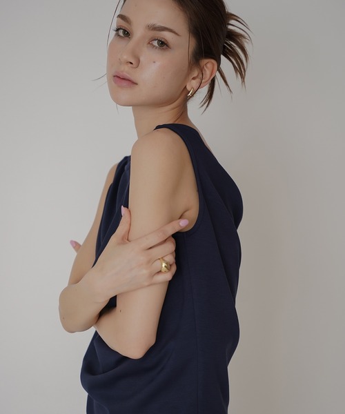 トップス keiman KINO THE KEI tシャツ ダブルドレープ ストラップネック プル