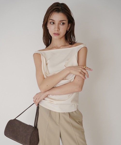 トップス keiman KINO THE KEI tシャツ ダブルドレープ ストラップネック プル