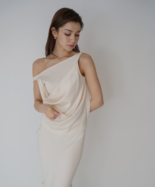 KINO THE KEI tシャツ ダブルドレープ ストラップネック プル