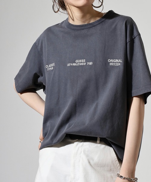 GUESS tシャツ SS CN TREATED FLOWER TEE Tシャツ メンズ