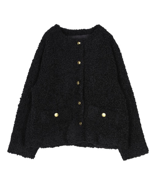 ur's（ユアーズ） ジャケット ノーカラージャケット ボアノーカラー