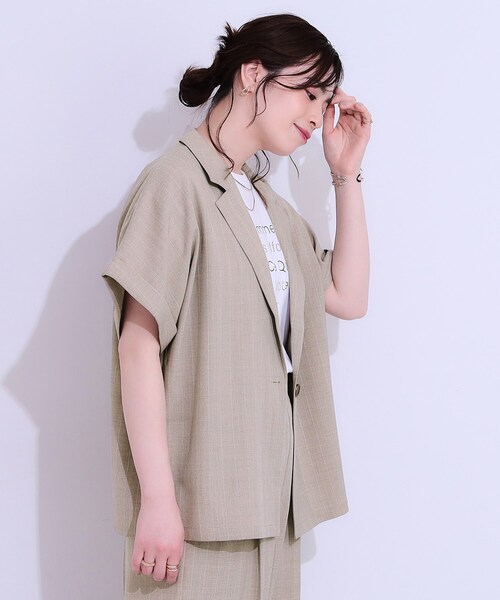 ★DRAW FIT★ リネン 半袖 テーラード ジャケット Dessin｜【洗える】半袖テーラードジャケット | Rakuten Fashion