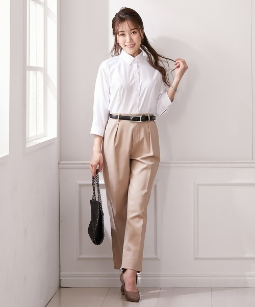 フォーマル ブラウス シャツ 「大きい胸専用」ボタンがきちんと閉まる　7分袖シャツ（事務服・制服・白シャツ) レディース | Nissen glamor | 18